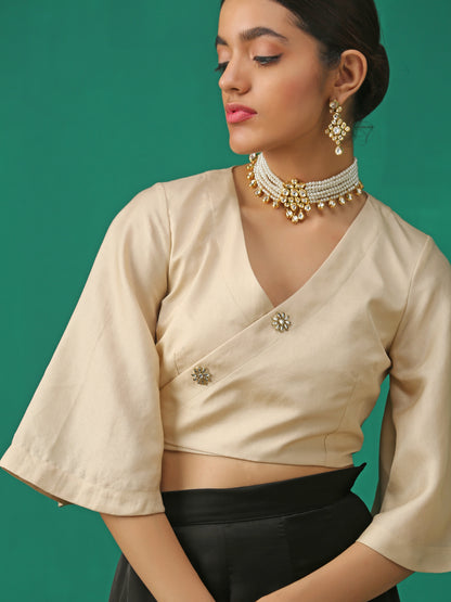 Dhiyona ST Elegance Wrapped in Kundan Buttons Blouse