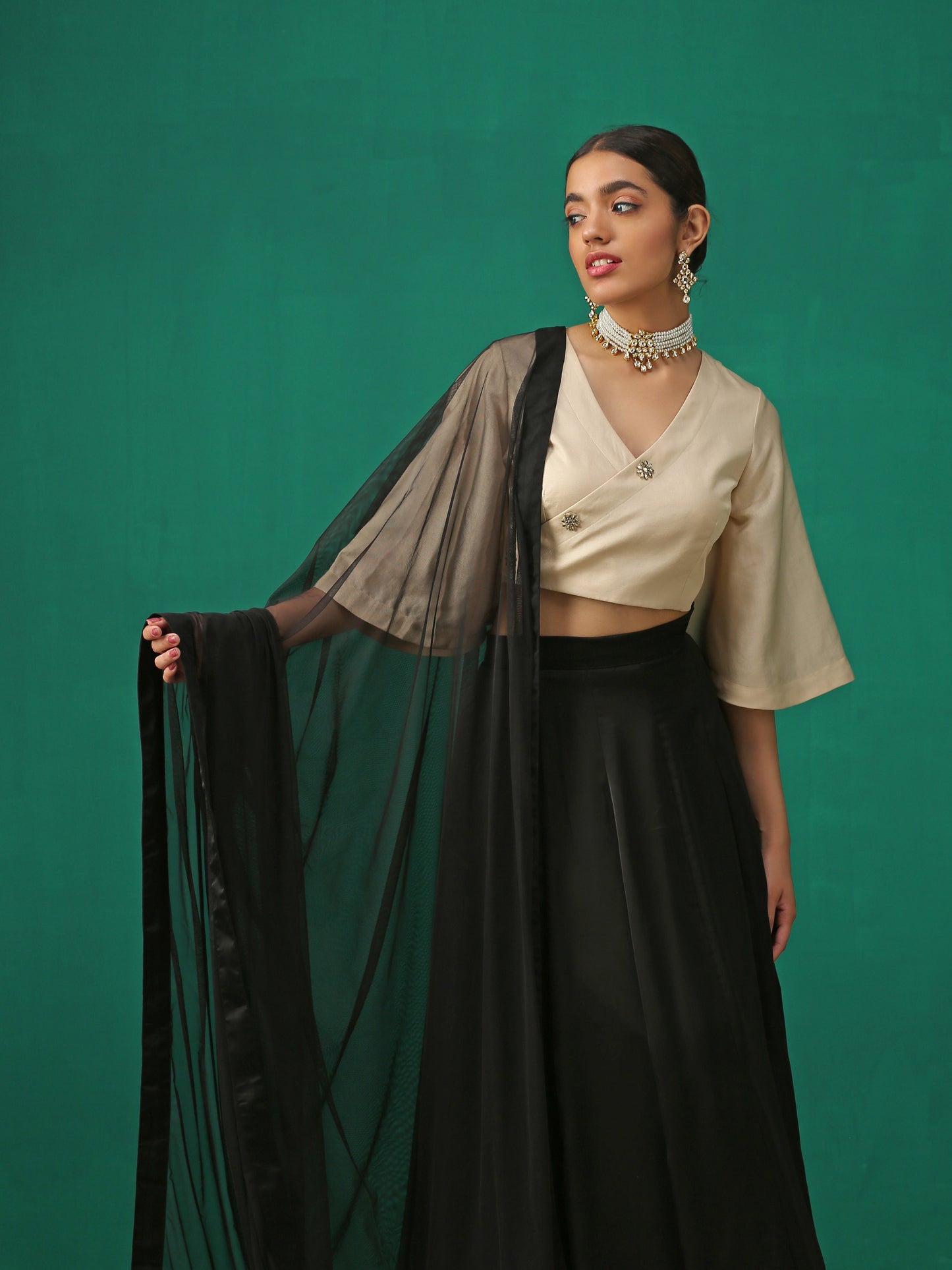Dhiyona ST Elegance Wrapped in Kundan Buttons Blouse
