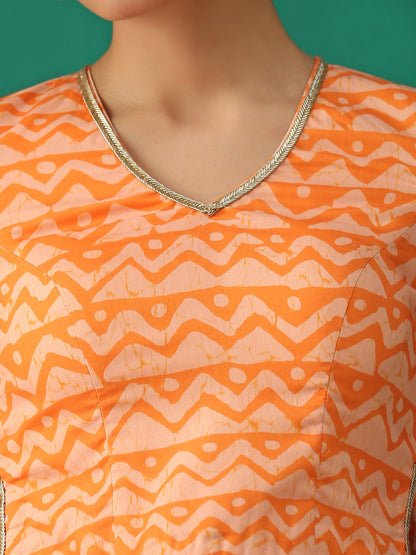 Dhiyona ST Orange Batik Print Choli Cutwork Blouse