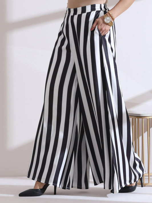 Dhiyona ST 1 Pc Satin Zebra Stripe Palazzo Pant