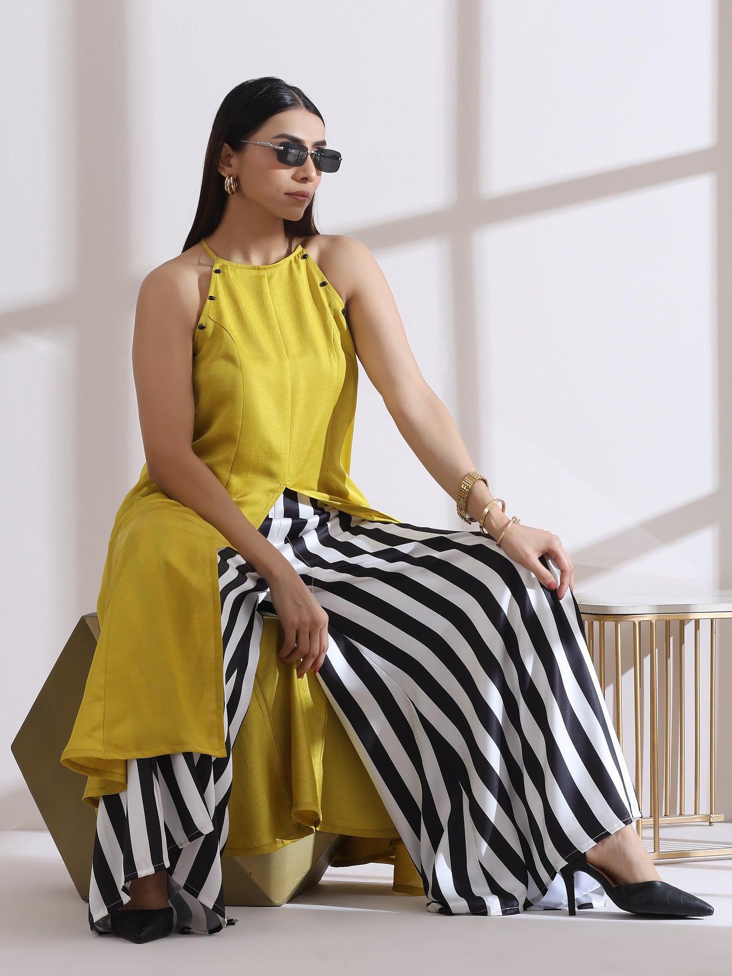 Dhiyona ST 1 Pc Satin Zebra Stripe Palazzo Pant