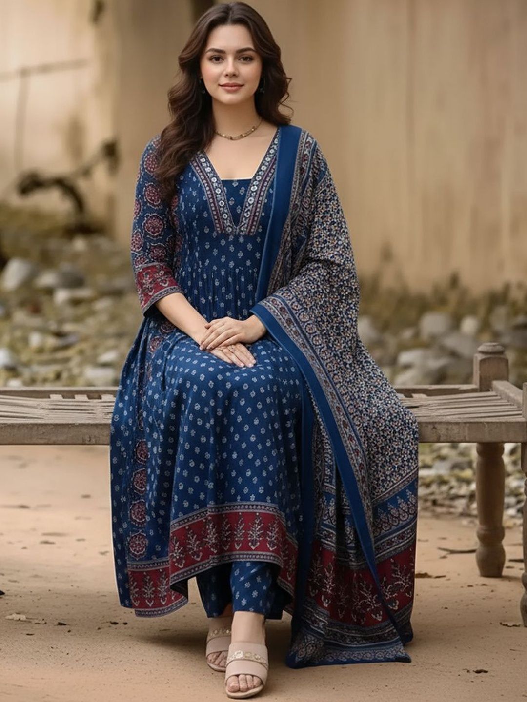 Dhiyona KL Women Ethnic Motifs Printed Regular Kurta with Palazzos & With Dupatta