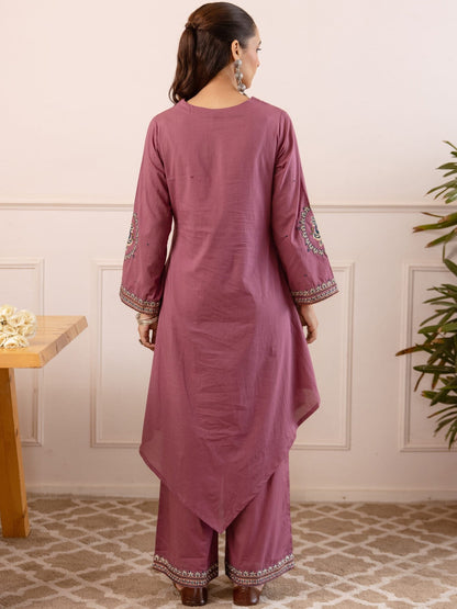 Women Floral Embroidered Pure Cotton Kurta with Palazzos