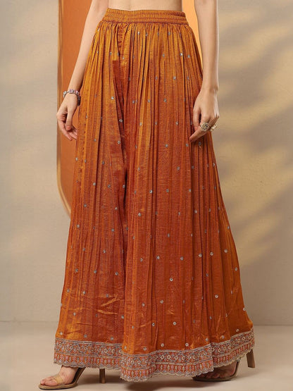 Dhiyona LL Ethnic Motifs Embroidered Regular Sequinned Kurta With Sharara & Dupatta