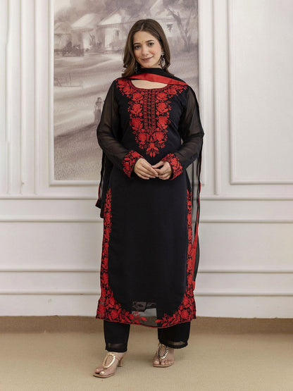 Dhiyona KL Women Ethnic Motifs Embroidered Regular Thread Work Kurta with Palazzos & With Dupatta