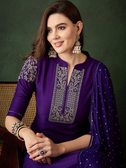 Embroidered Straight Kurta Trouser With Dupatta