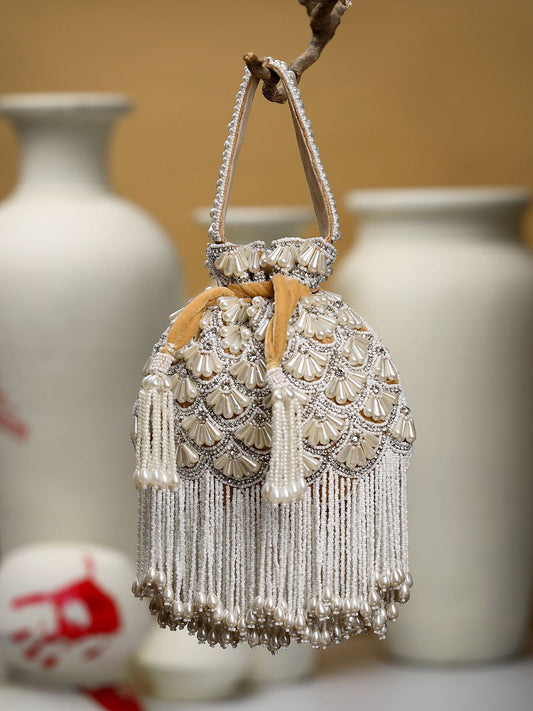Dhiyona NR Embellished Tasselled Potli Clutch