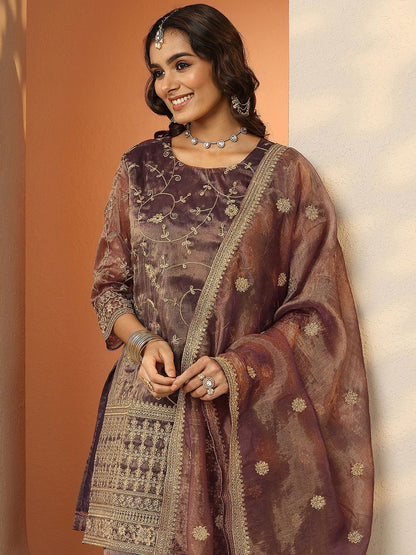 Dhiyona LL Women Ethnic Motifs Embroidered Regular Thread Work Kurta with Palazzos & With Dupatta