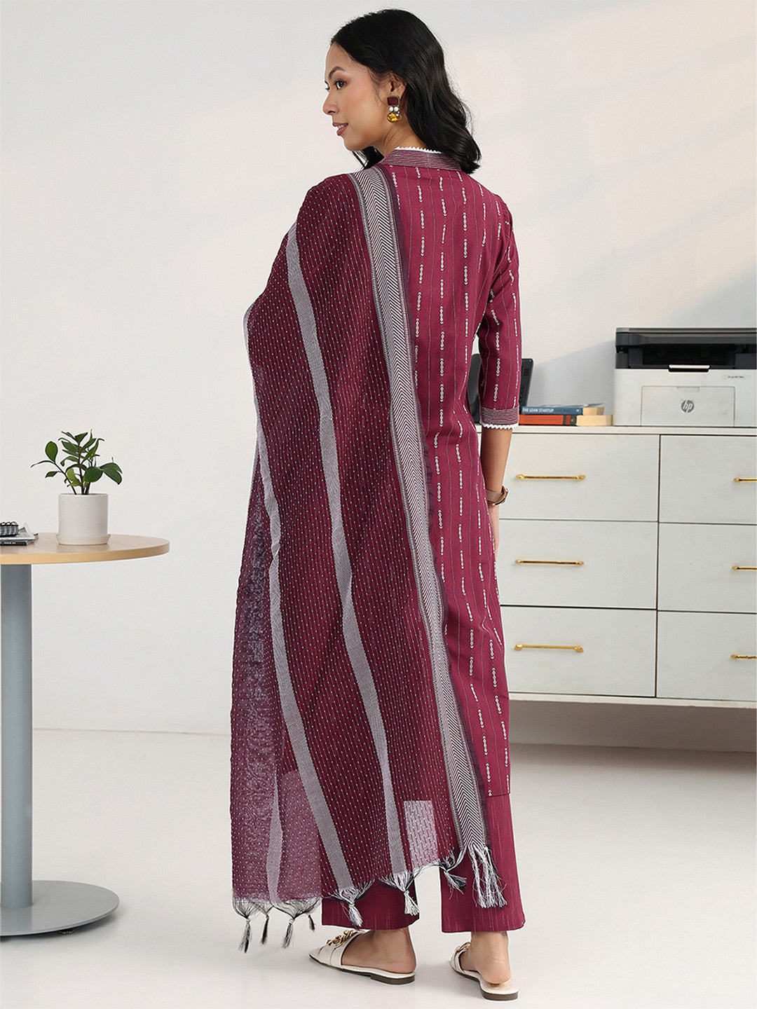 Women Printed Regular Kurta with Trousers & With Dupatta