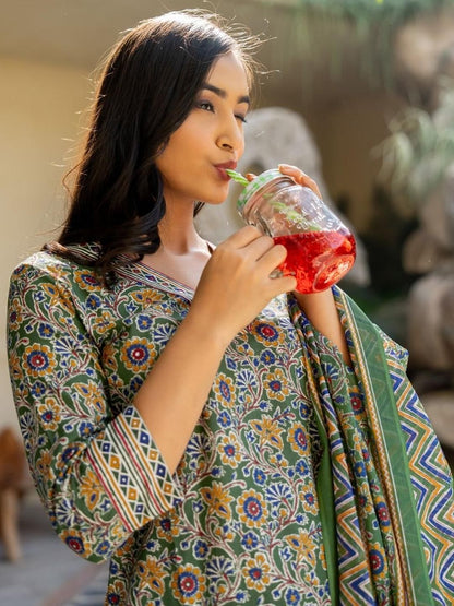Dhiyona KL Women Green Pure Cotton Kurta Sets