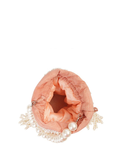 Dhiyona NR Pearls Embroidered Embellished Velvet Potli Clutch