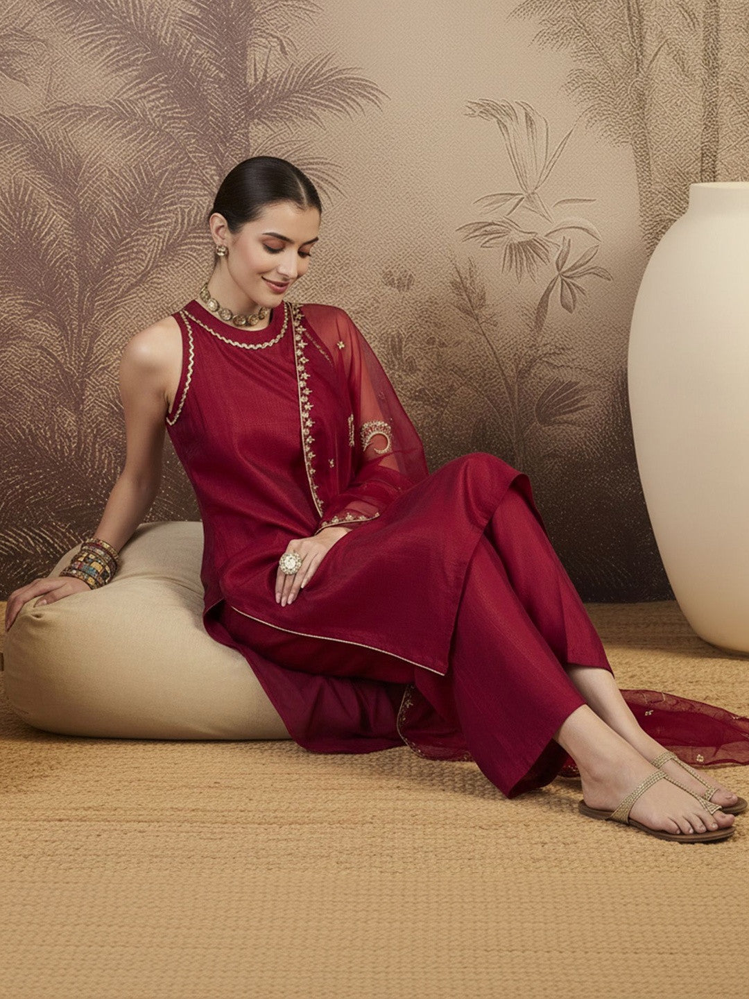 Embroidered Round Neck Kurta Sets