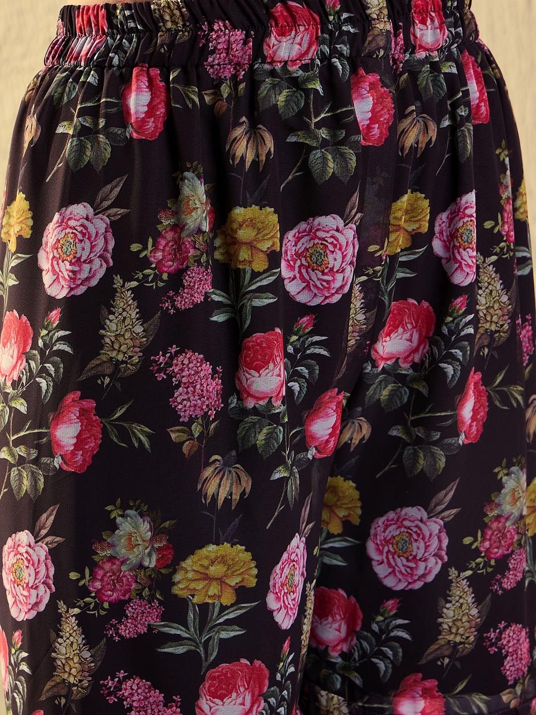 Dhiyona KL Floral Embroidered Sequinned Kurta With Sharara & Dupatta