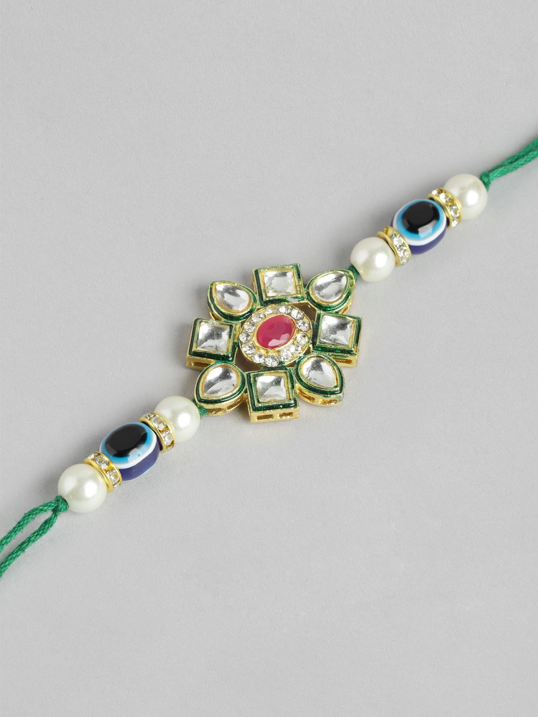 Dhiyona Unisex Set of 2 Beaded Bhai Bhabhi Rakhis With Roli & Chawal