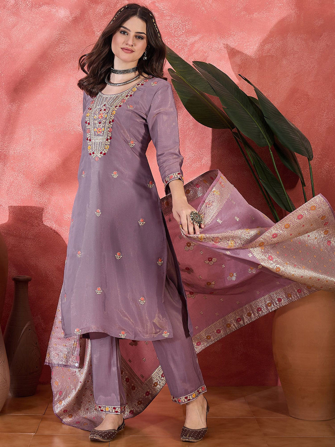 Women Ethnic Motifs Embroidered Kurta with Pyjama & Dupatta