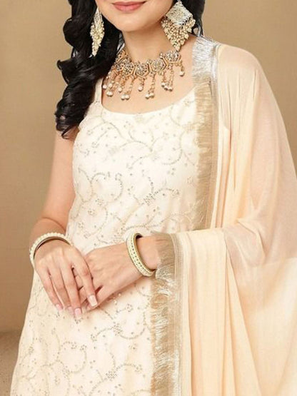 Dhiyona HOP Women Floral Embroidered Kurta with Sharara & Dupatta