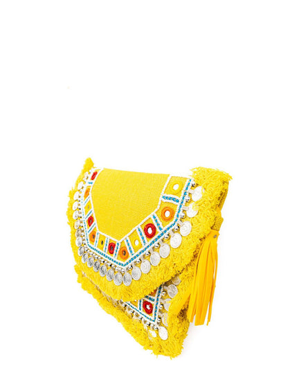 Dhiyona NR Embroidered Embellished Foldover Clutch