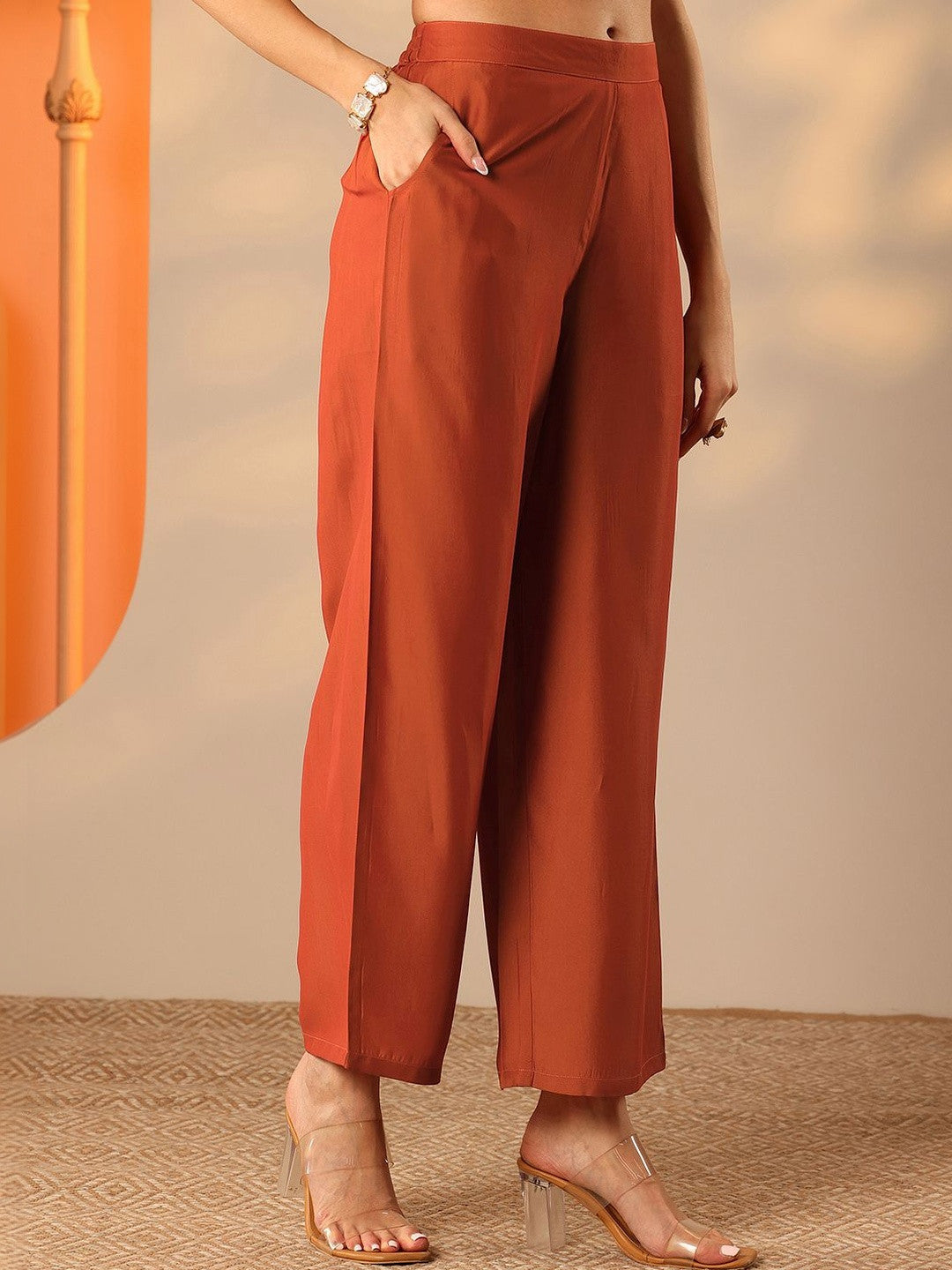 Women Printed Regular Top with Trousers