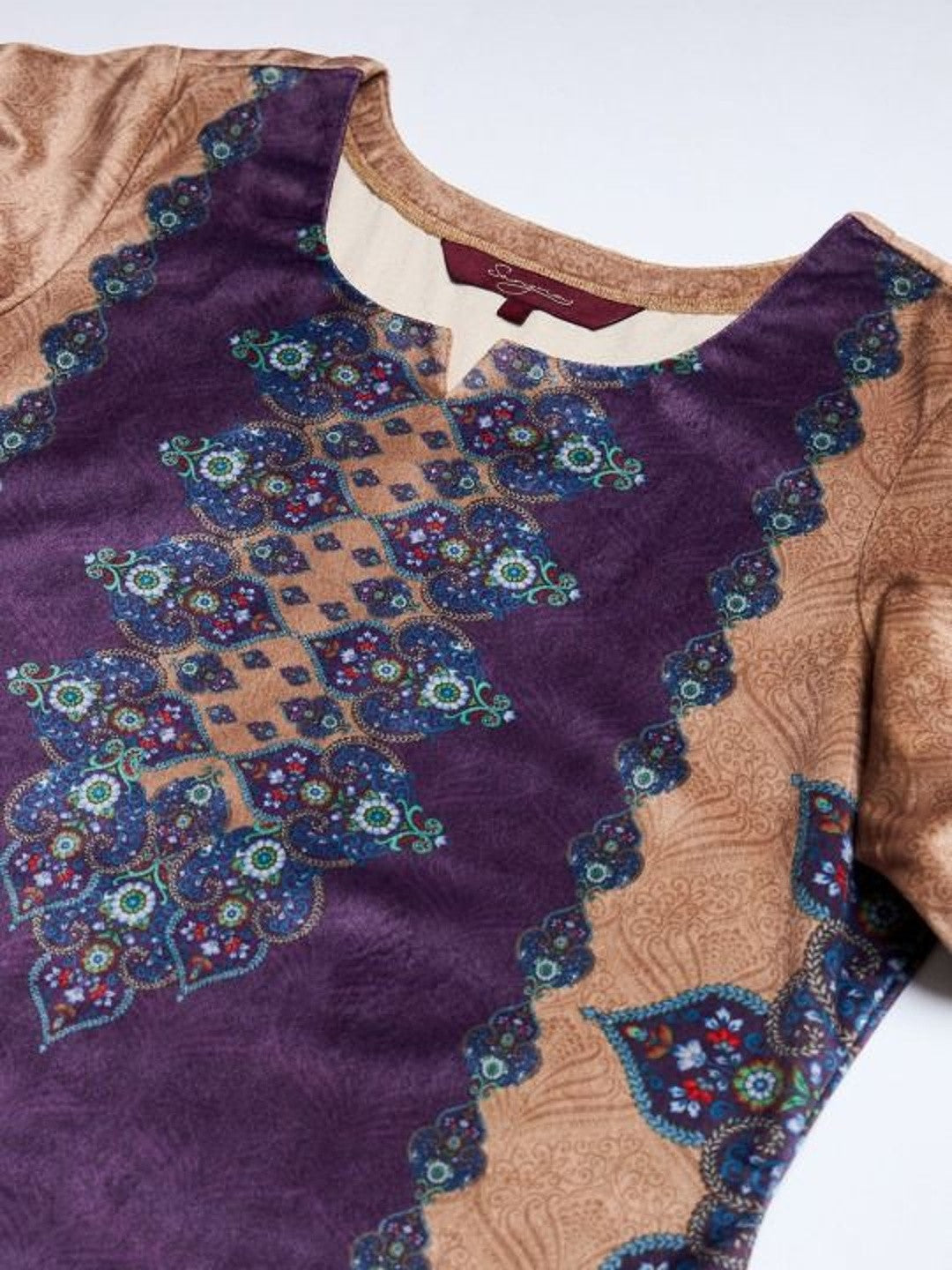 Printed Velvet Round Neck Kurta & Trousers with Dupatta set