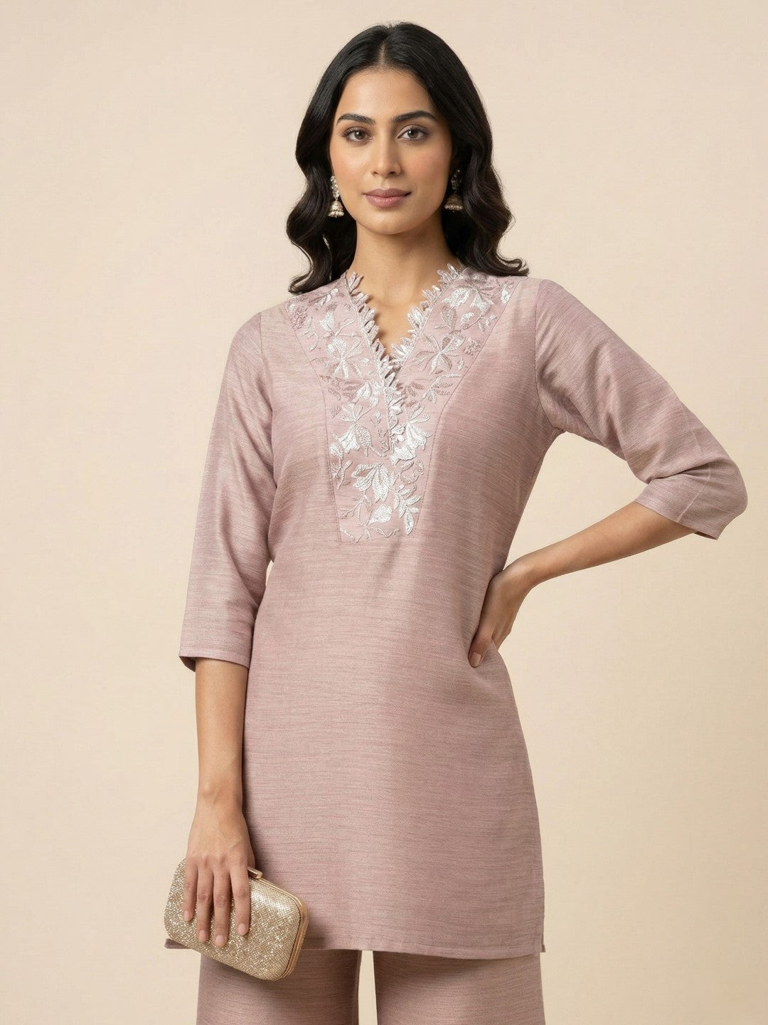 Prisha periwinkle embroidery co-ord set