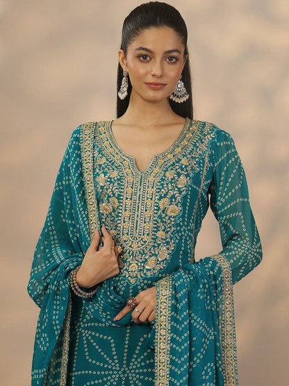 Dhiyona LL Women Ethnic Motifs Embroidered Regular Kurta with Palazzos & With Dupatta