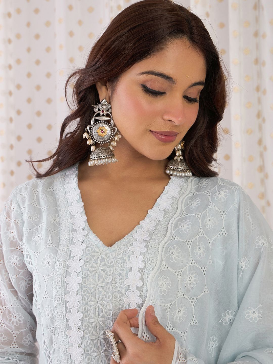 Women Ethnic Motifs Cotton Kurta with Trousers & Dupatta