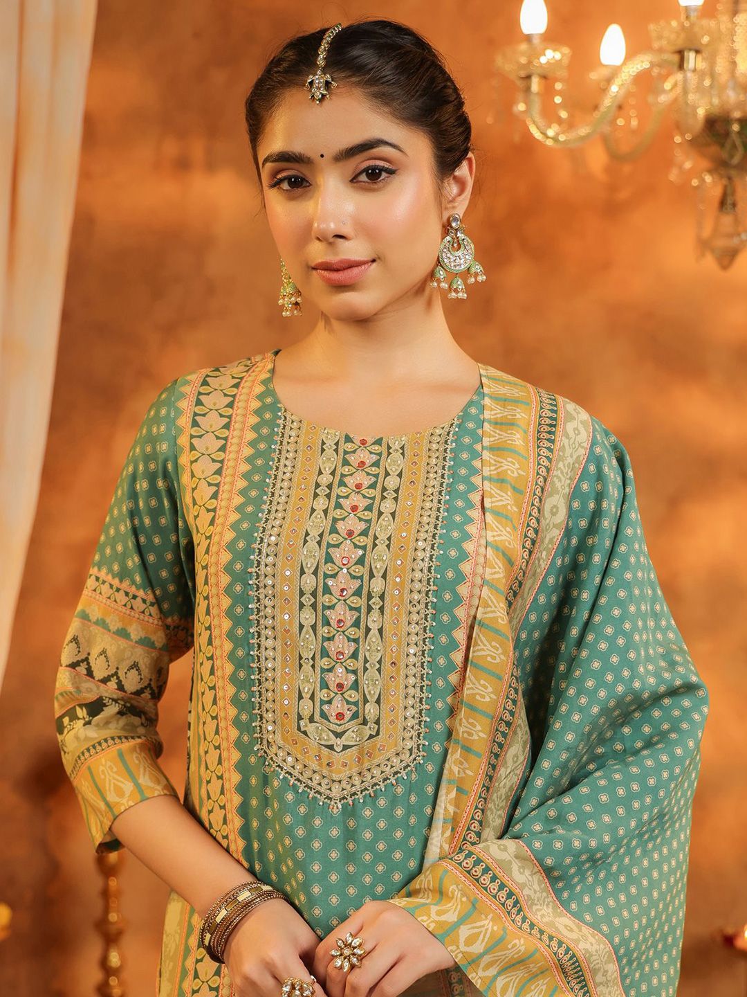 Dhiyona RR Women's Ethnic Motifs Printed Kurta With Trousers & Dupatta