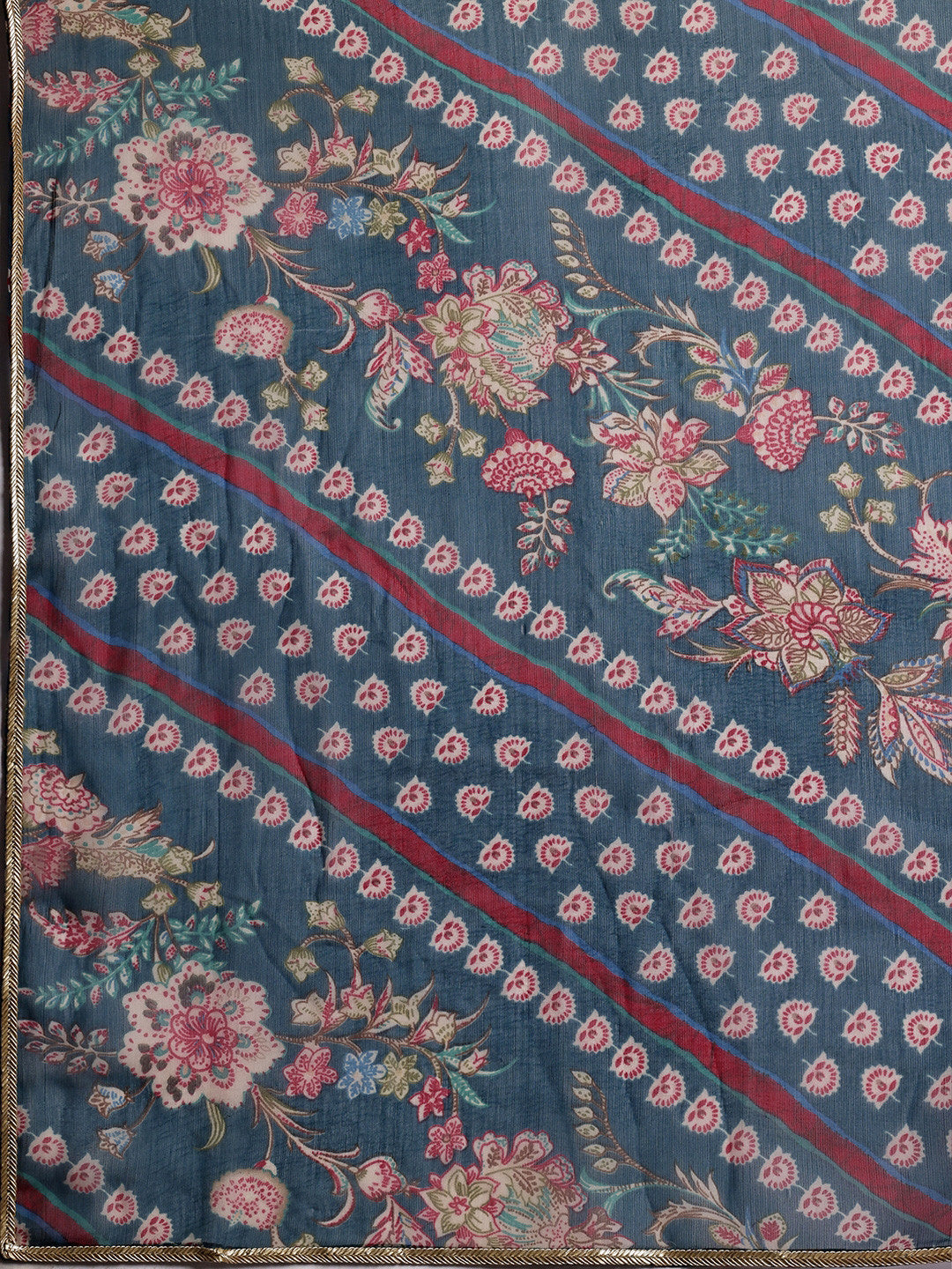 Women Floral Printed Regular Thread Work Kurti with Dhoti Pants & With Dupatta