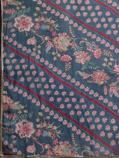 Women Floral Printed Regular Thread Work Kurti with Dhoti Pants & With Dupatta