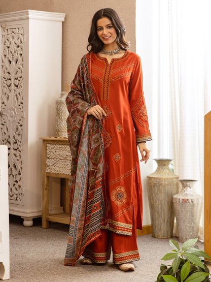 Karen cadmium embroidery cotton suit set