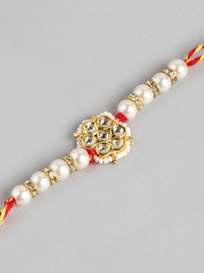 Dhiyona Unisex Set of 2 Beaded Bhai Bhabhi Rakhis With Roli & Chawal