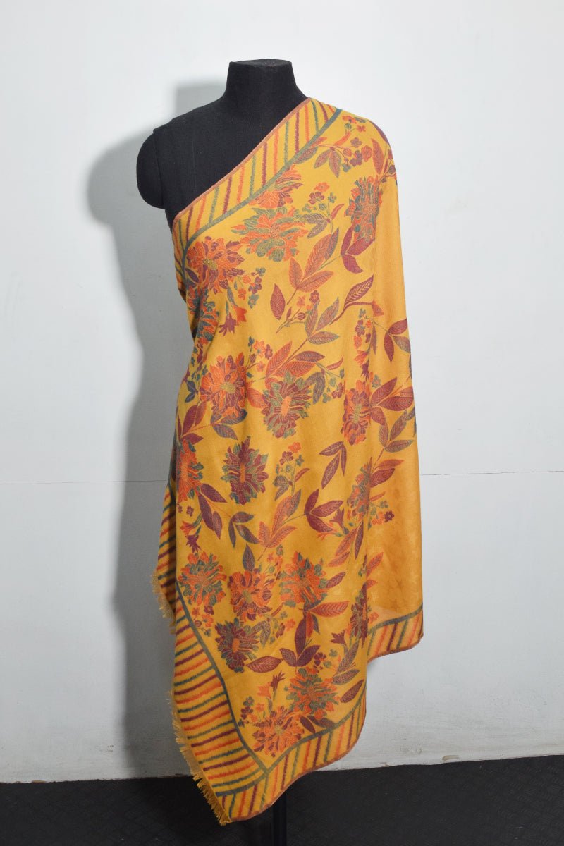 Women's Mustard Pashmina Woven Jacquard Shawl