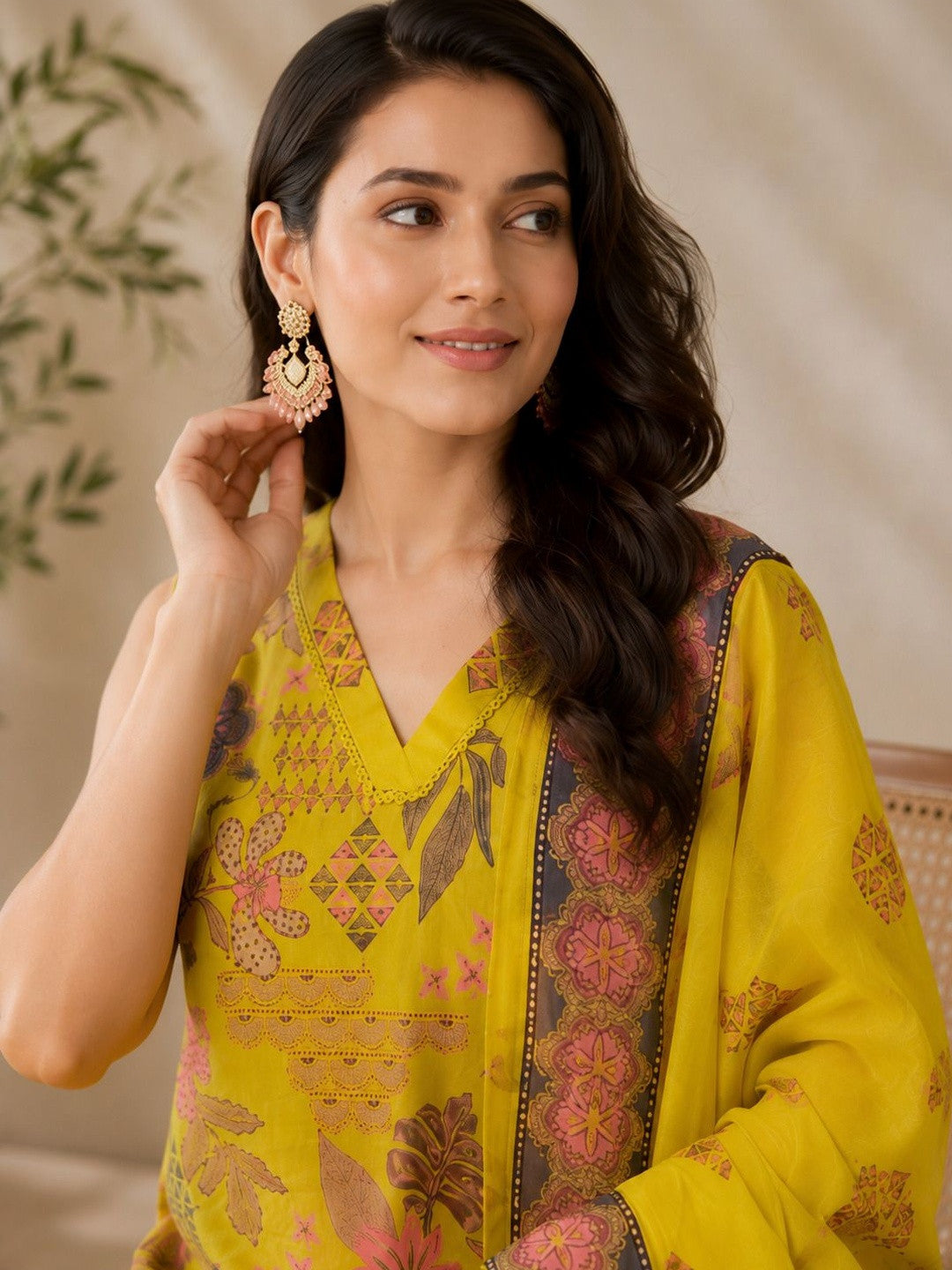 Women Floral Printed Regular Pure Cotton Kurta with Palazzos & With Dupatta