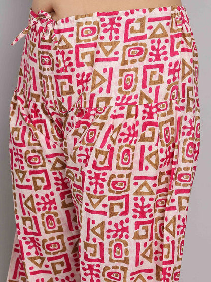 Dhiyona KL Women Plus Size Abstract Printed Kurta with Patiala & Dupatta