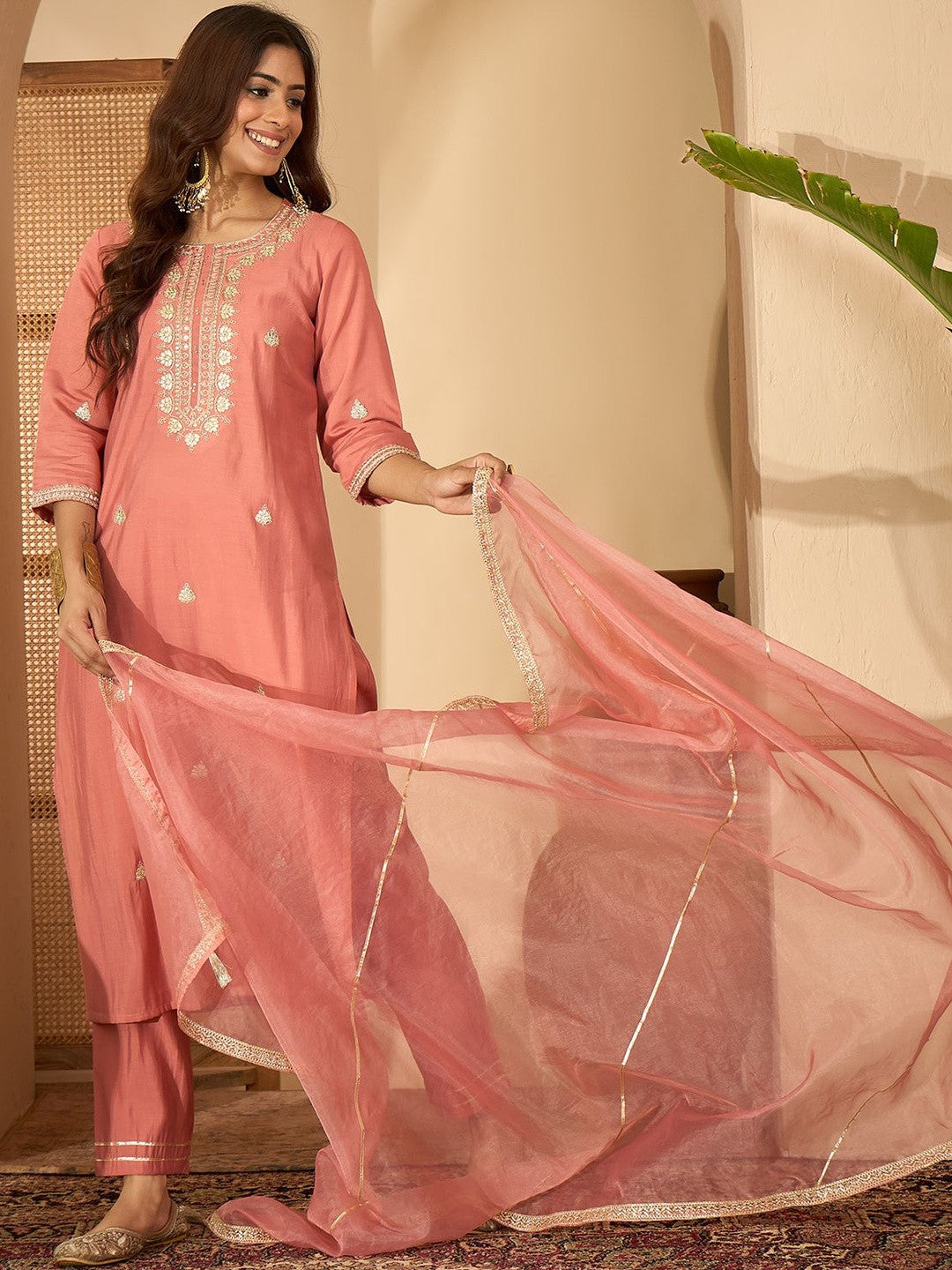 Women Peach Kurta Sets