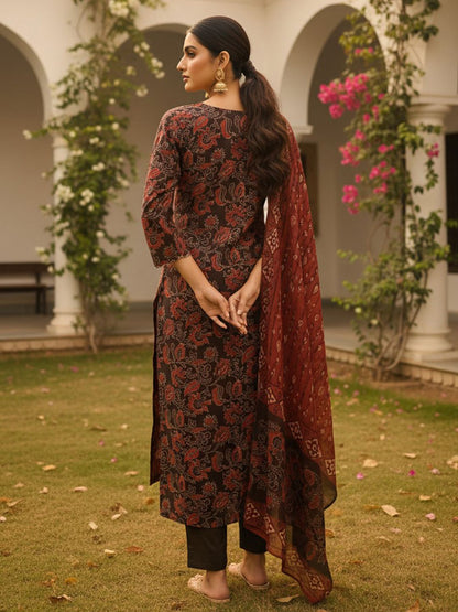 Dhiyona KL Ethnic Motifs Printed Kurta with Trousers & Dupatta