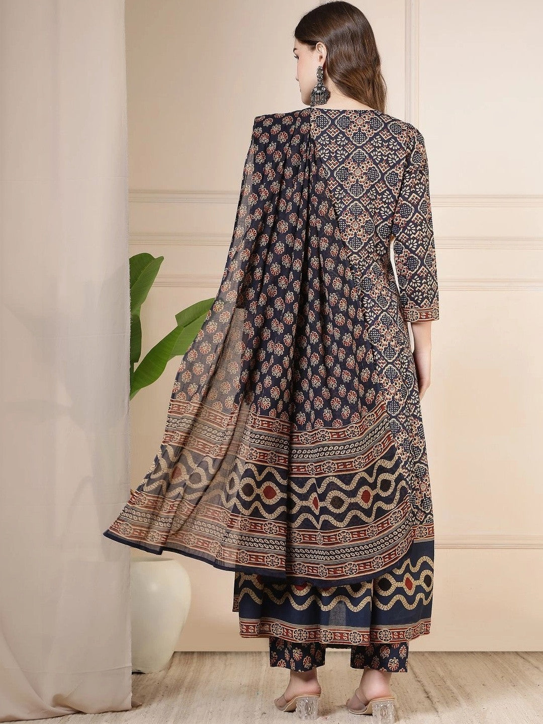 Women Ethnic Motifs Printed Empire Pure Cotton Kurta with Palazzos & With Dupatta