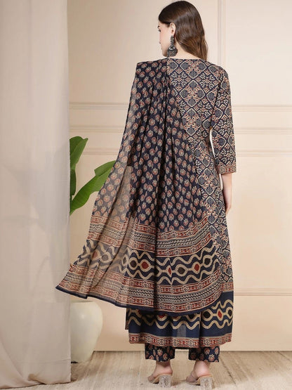 Women Ethnic Motifs Printed Empire Pure Cotton Kurta with Palazzos & With Dupatta