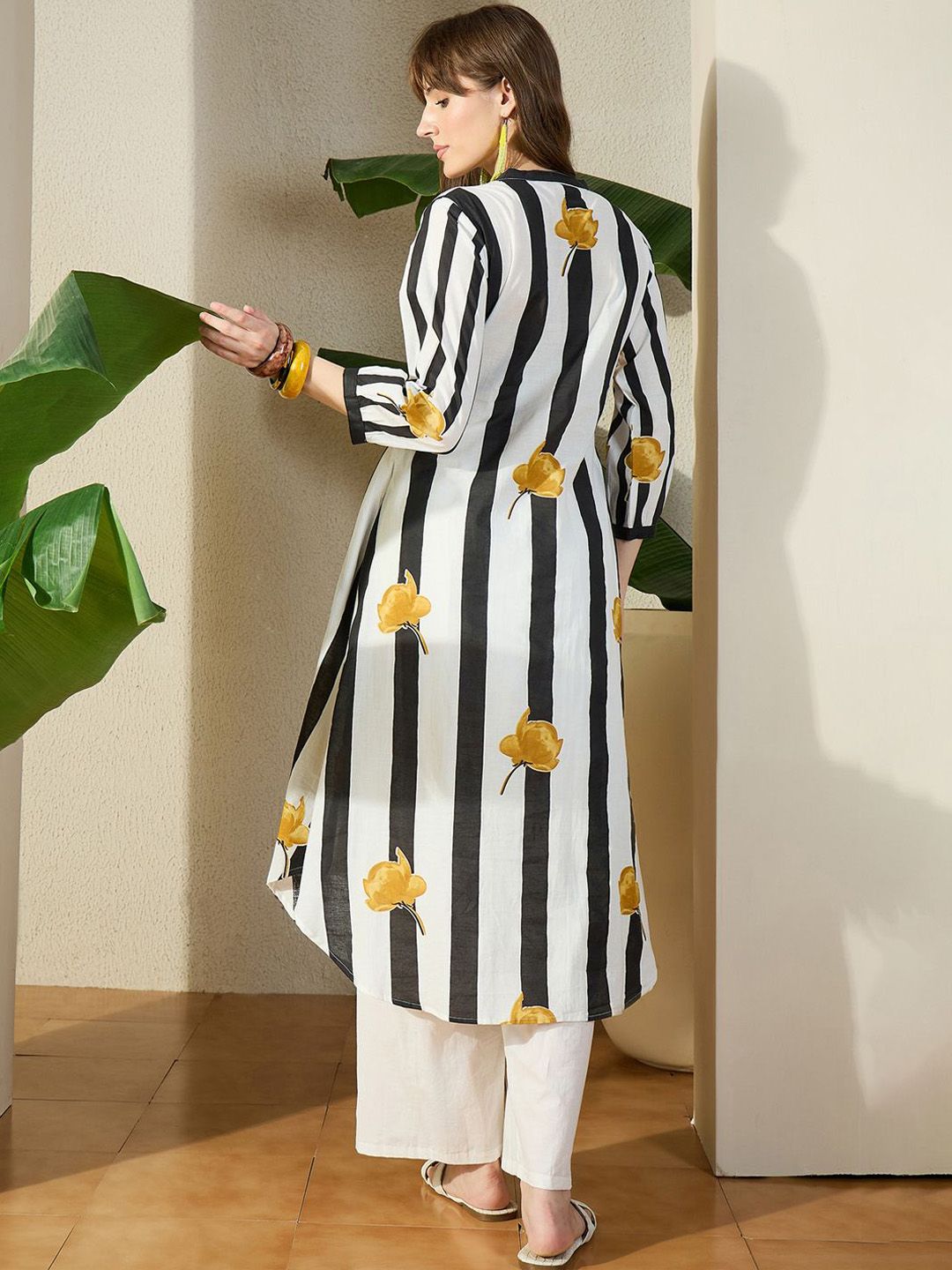 Dhiyona IE Striped Pure Cotton Tunic With Trousers