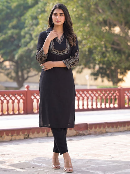Vartika Onyx Embroidered Kurta Pant Set