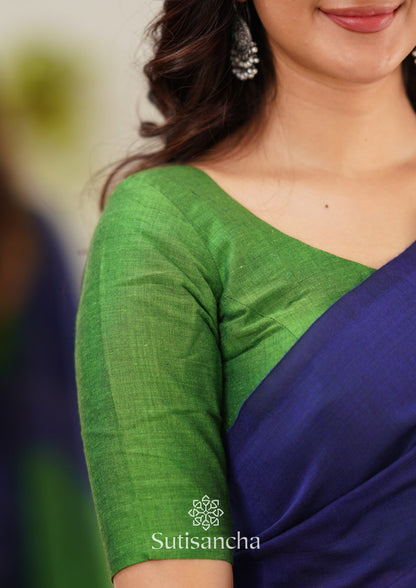 Dhiyona SS Sutisancha Parrot & Blue Handloom Cotton Saree