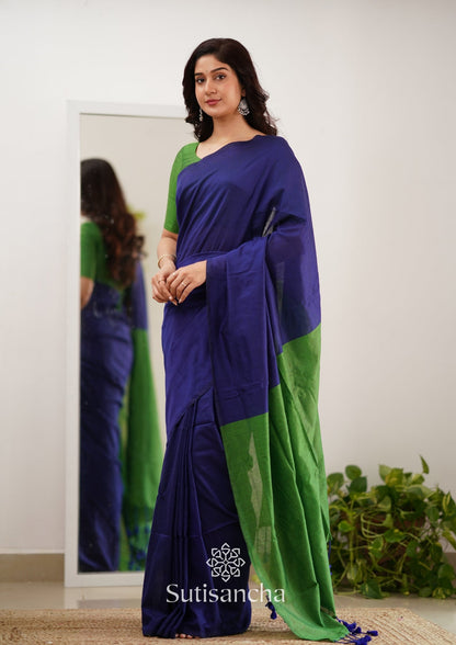 Dhiyona SS Sutisancha Parrot & Blue Handloom Cotton Saree