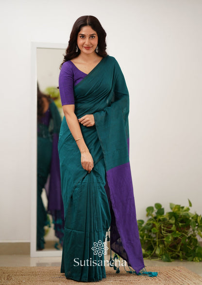 Dhiyona SS Sutisancha Purple Handloom Cotton Saree