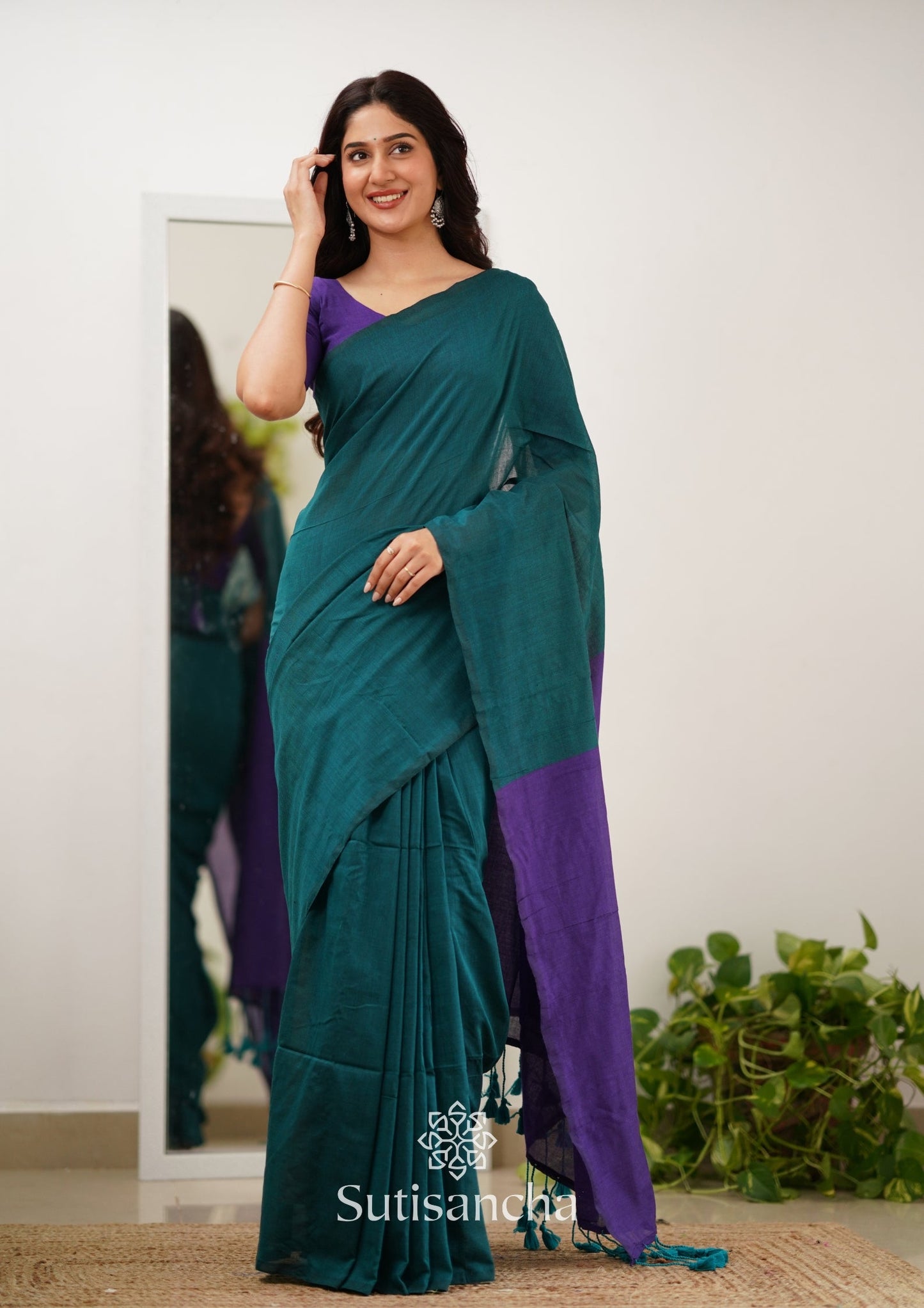 Dhiyona SS Sutisancha Purple Handloom Cotton Saree