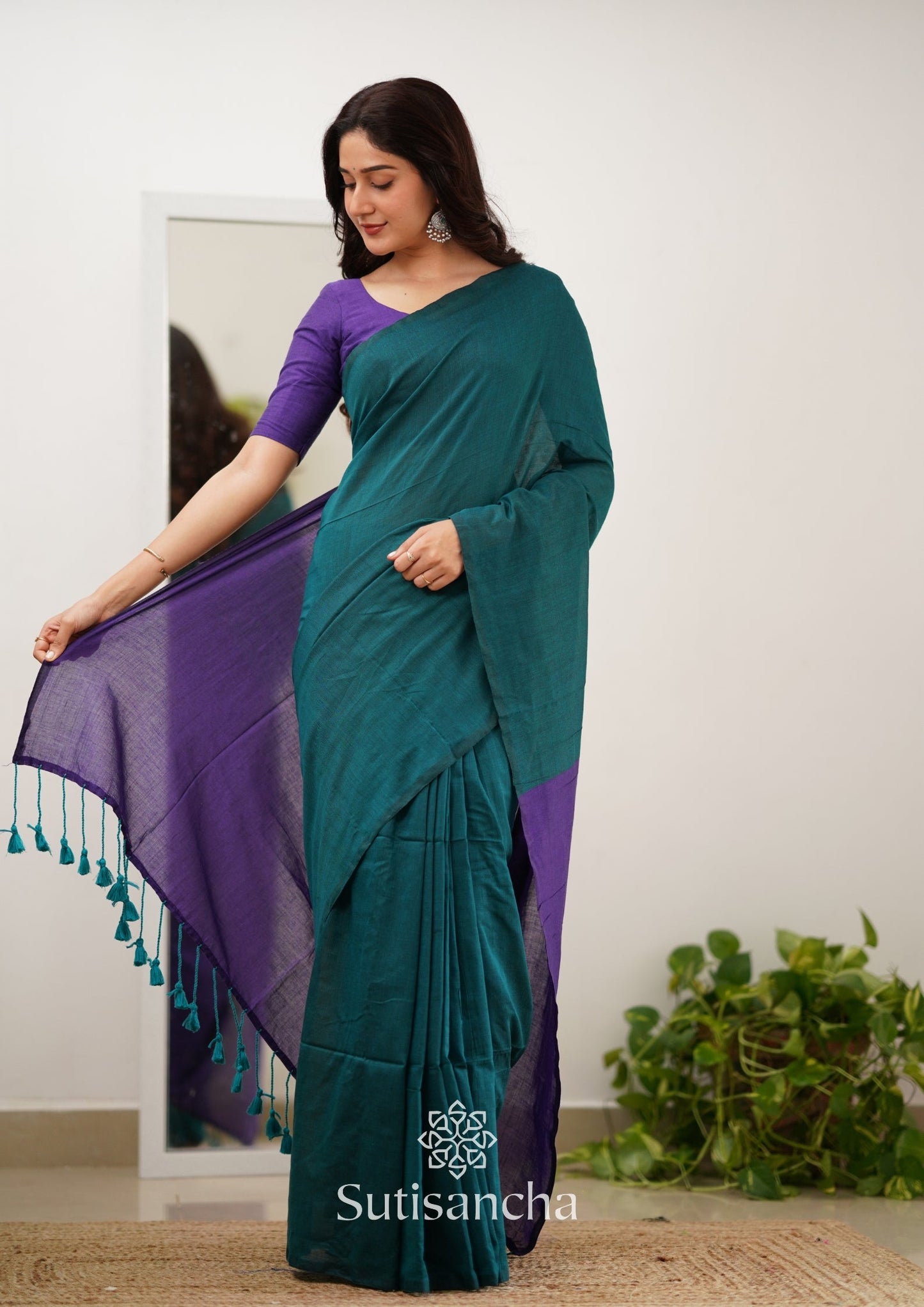 Dhiyona SS Sutisancha Purple Handloom Cotton Saree
