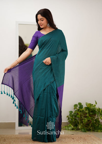 Dhiyona SS Sutisancha Purple Handloom Cotton Saree