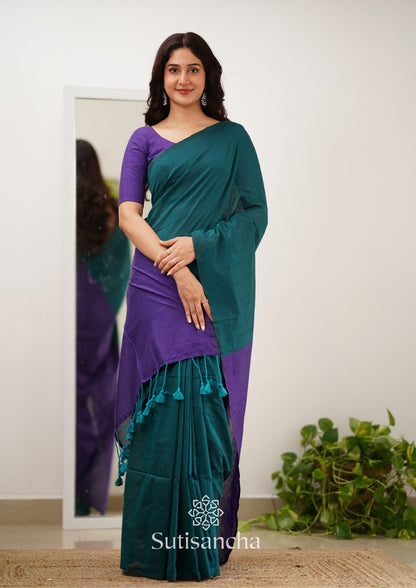 Dhiyona SS Sutisancha Purple Handloom Cotton Saree