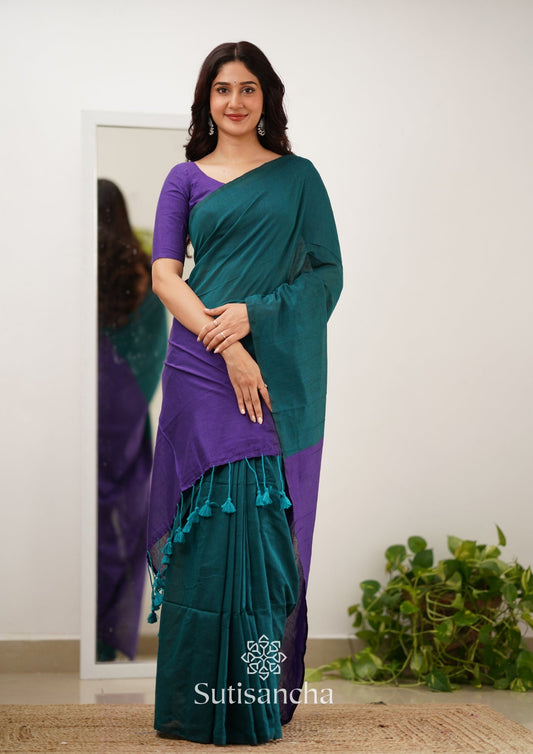 Dhiyona SS Sutisancha Purple Handloom Cotton Saree