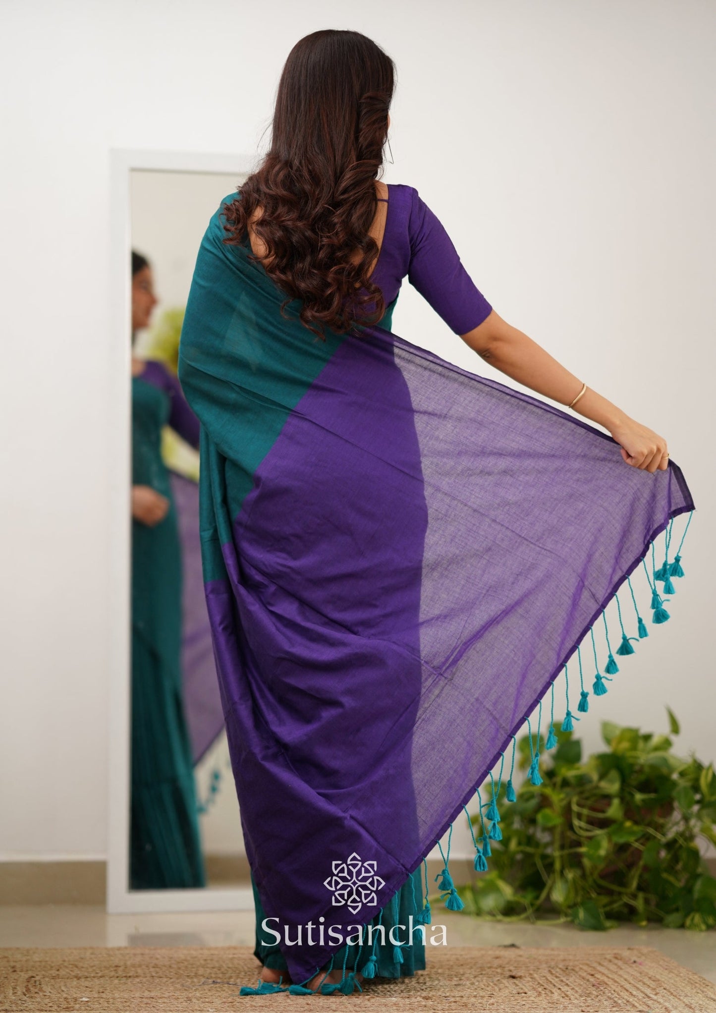 Dhiyona SS Sutisancha Purple Handloom Cotton Saree