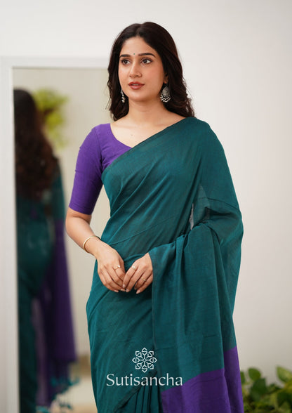 Dhiyona SS Sutisancha Purple Handloom Cotton Saree